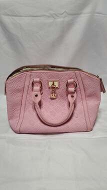 Juicy Couture Pink Embossed Logo Dome Satchel Handbag with Crown Charm